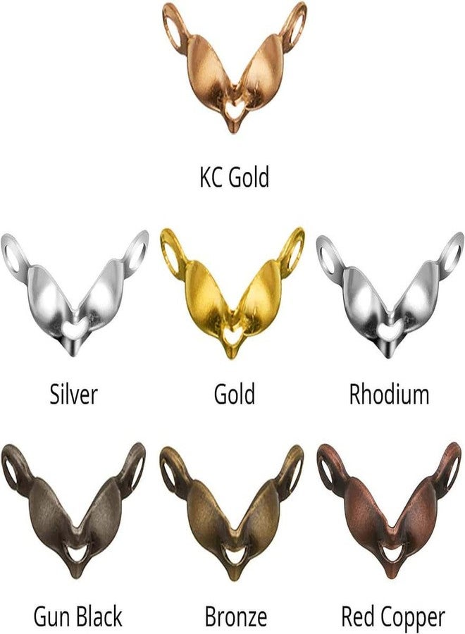 DIY Crafts 100 Pcs, Silvery, Bead Tips Knot Covers Clamshell Fold-Over Bead Tips Knot Covers Metal Open Bead Tips Knot Covers for Jewelry Making DIY Findin(100 Pcs, Silvery) - Image 5